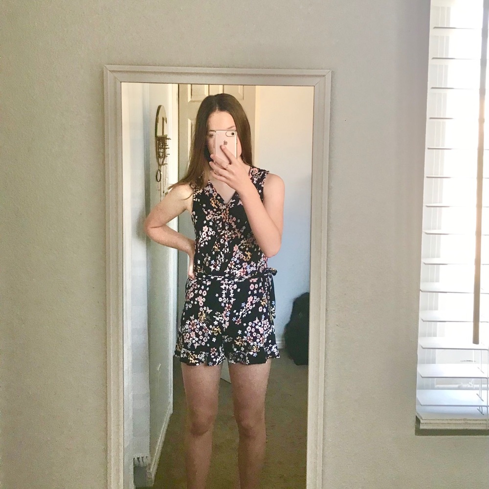 Floral Romper with Matching Belt